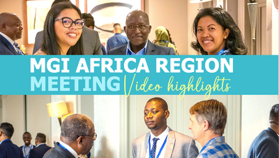 Two pictures of delegates networking during the 2023 Africa meeting