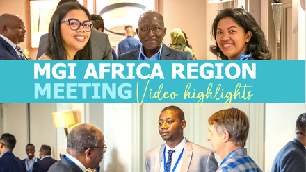 Two pictures of delegates networking during the 2023 Africa meeting