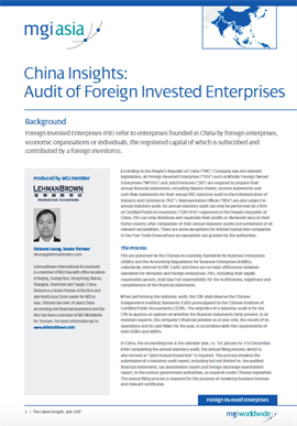 China Insights: Audit of Foreign Invested Enterprises cover image
